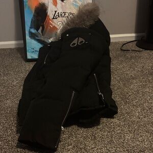 Moose Knuckles Black Jacket with Fur Trim